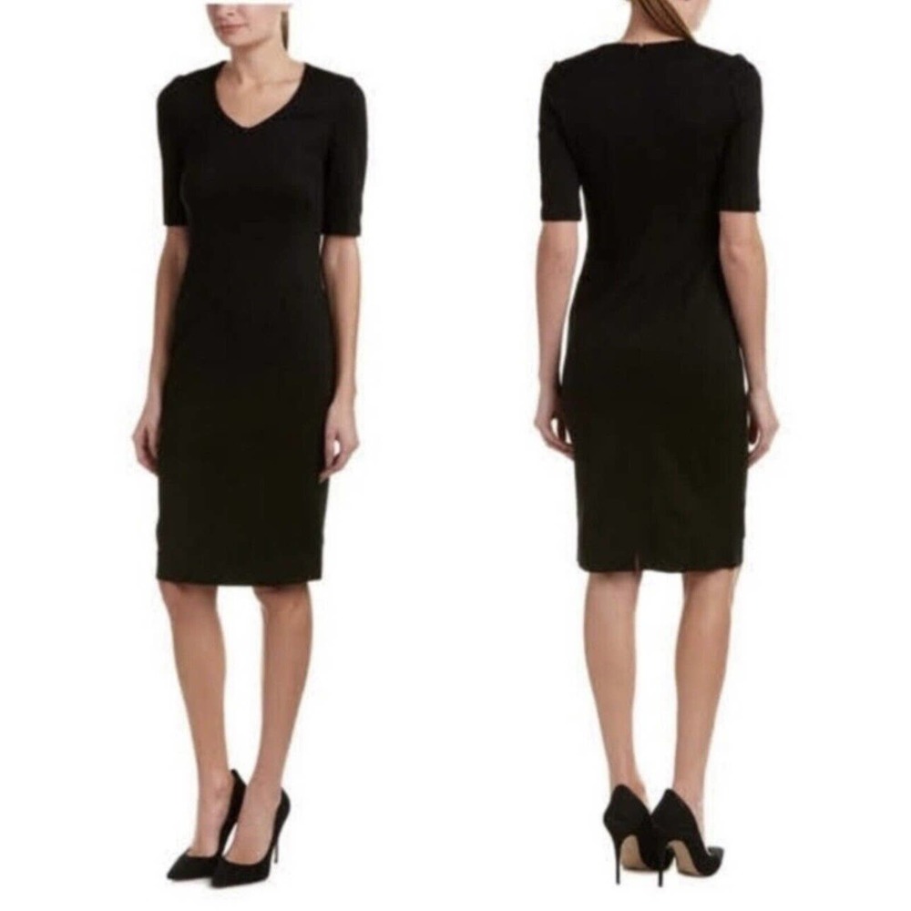 Cabi #3101‎ Women's 6 Claire Black Ponte Knit Midi Career Sheath Dress
